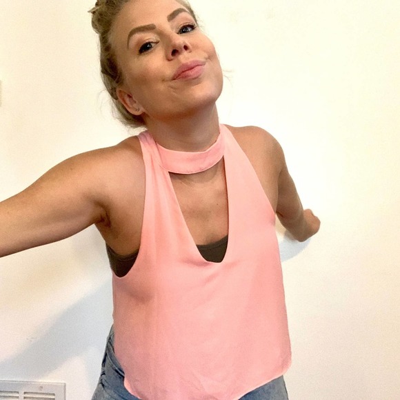 Karlie Tops - Karlie Light Pink Cutout Layered Choker Tank Top NWT